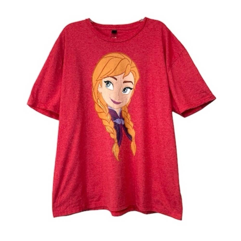 Disney Frozen Princess Anna Graphic T Shirt Women 2X Red Pink Short Sleeve Tee